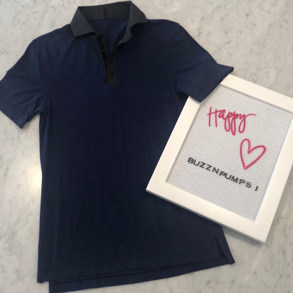 Lululemon men’s three button striped polo T-shirt